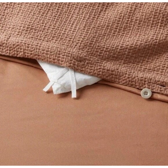 Full/Queen Washed Waffle Weave Duvet Cover and Sham Set Camel - Threshold - Picture 6 of 7